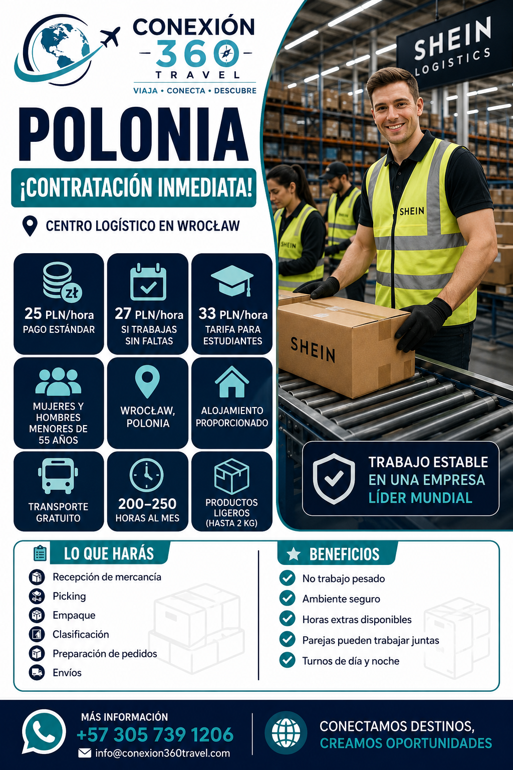 Trabaja como operario de produccion y logistica